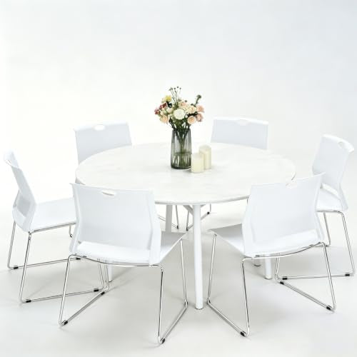 Stackable Chairs Set of 4 for Break Waiting Room Conference Church, White - color: White, size: 4 pack