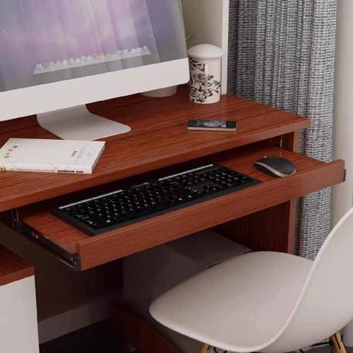 Wooden Keyboard Stand Ergonomic Keyboard Slide Under Desk Slide-Out Keyboard Tray Wall Mountable Shelf for Keyboard and Mouse (Teak 54cm*27cm) - color: Teak, size: 54cm*27cm