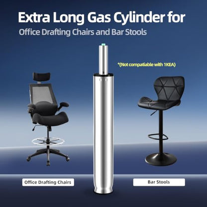 14 Inches-22 Inches Extra Long Gas Lift Cylinder Replacement, 8'' Stroke, Tall Hydraulic Pneumatic Shock Piston, Heavy Duty, Universal Fit for Drafting Chairs Bar Stools, Class 4 (Polished Steel) - color: Polished Steel, size: 8'' Travel Length