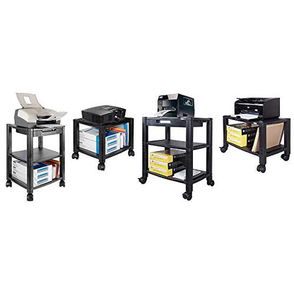 Kantek Height-Adjustable Under-Desk Printer cart, Plastic, 2 Shelves, 60 lb Capacity, 20" x 13.25" x 14.13", Black - size: 20-Inch Extra Wide, style: 2-Shelf