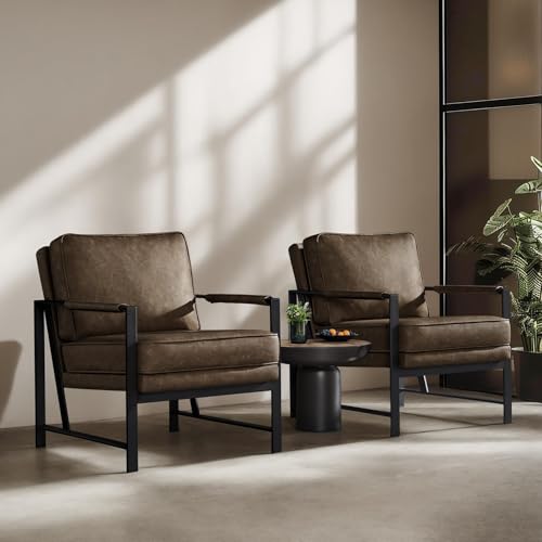 Yaheetech Mid-Century Modern Accent Chairs Set of 2, Brown - color: Brown, size: Set of 2