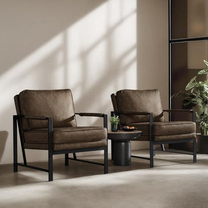 Yaheetech Mid-Century Modern Accent Chairs Set of 2, Brown - color: Brown, size: Set of 2