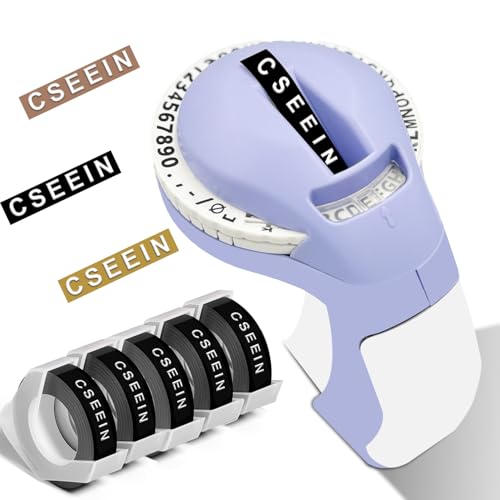 Embossed Label Maker Machine with 5 Rolls Black Labels