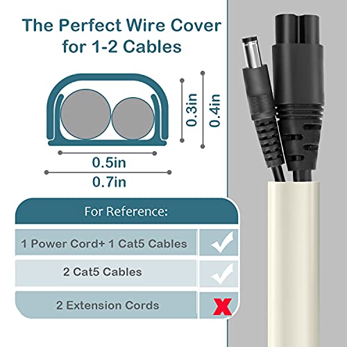 Wire Covers for 2 Cords, 116.5in Cord Hider On Wall Mounted, Beige Cord Cover Kit, Cable Cover Paintable, Cable Concealer for Extension Cord, Ethernet Cable, Speaker Wire Hider, W0.7in H0.4in - color: Beige, size: W0.7in X H0.4in X L116.5in