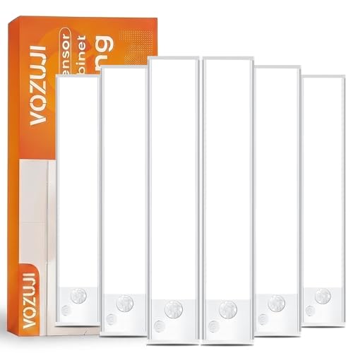 Under Cabinet Motion Sensor Lighting: 8 Inch Dimmable Rechargeable Lights Indoor - Battery Operated Lights - Undercabinet Closet Light Magnetic Led Light for Kitchen Home Bathroom Counter 6 Pack - color: White 6 Pack, size: 8 Inch