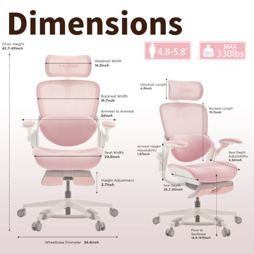 MUSSO E80 Muse Petite Ergonomic Office Chair for Women & Small Frames Pink - color: Pink