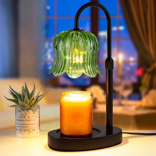 Candle Warmer Lamp with Timer - Electric Candles Wax Warmers Glass Lamps - color: F-green