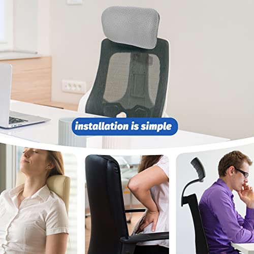 NUOBESTY Office Chair Neck Support Head Rest Office Chair Cushion Adjustable Mesh Headrest Attachment Universal Neck Support Cushion for Chair(Grey-2.2)