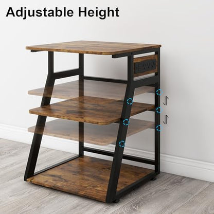 Natwind 3 Tier Large Printer Stand, 24"x20", with Charging Station,Retro - color: Retro, size: 23.6''x19.7''