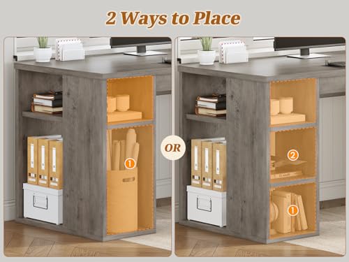 SEDETA Farmhouse 96.5" 2 Person Computer Desk with Drawers, Grey | Home Office Desk, Gaming Double Desk with Storage Shelves, Long Two Person Writing Desk - color: Grey