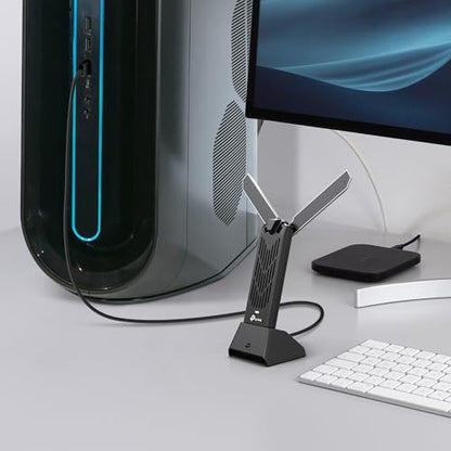 TP-Link BE6200 Tri-Band USB 3.0 Wi-Fi 7 Adapter for Desktop PC, WiFi Dongle | USB Wireless Adapter, Support Win11/10 | 2 x High Gain Antennas | 6GHz,4K-QAM,160MHz, WPA3|Secure by Design, Archer TBE401UH - size: BE6200, WiFi 7