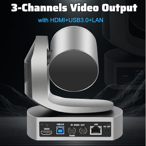 4K HDMI PTZ Camera,Optical 20X Zoom Conference Room Camera,Auto Focus and auto Tracking,with IP/USB3.0/HDMI/RS232/RS485 for Live Streaming Video Conference and Church Education ﻿