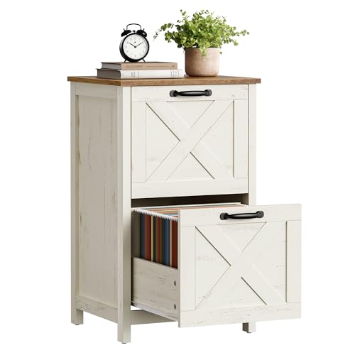 VASAGLE File Cabinet, 2-Drawer Filing Cabinet for Home Office, Modern Farmhouse, Adjustable Hanging Rail for A4 Letter Files, Printer Stand, Study Bedroom, Rustic White and Honey Brown UOFC086WJ02S - color: Rustic White + Honey Brown, style: 2-Drawers