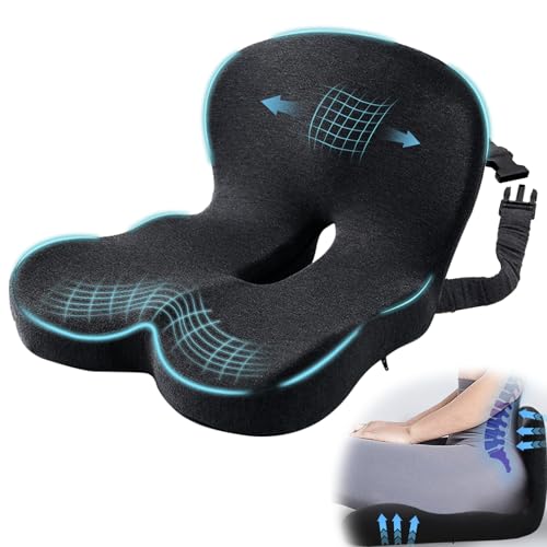 Seat Cushion with Lumbar Support Pillow, Back and Seat Cushion for Office - color: Dark Gray