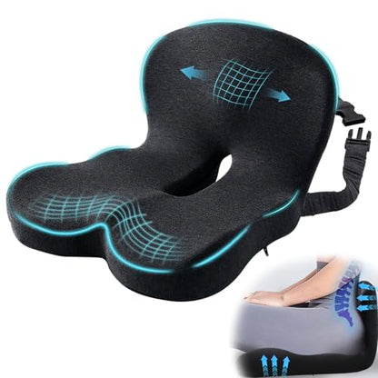 Seat Cushion with Lumbar Support Pillow, Back and Seat Cushion for Office - color: Dark Gray