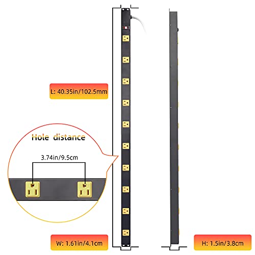 10-Outlet Heavy Duty Power Strip Surge Protector Metal Long Extension Cord 6-Foot, Black(1000J) - size: 2pack