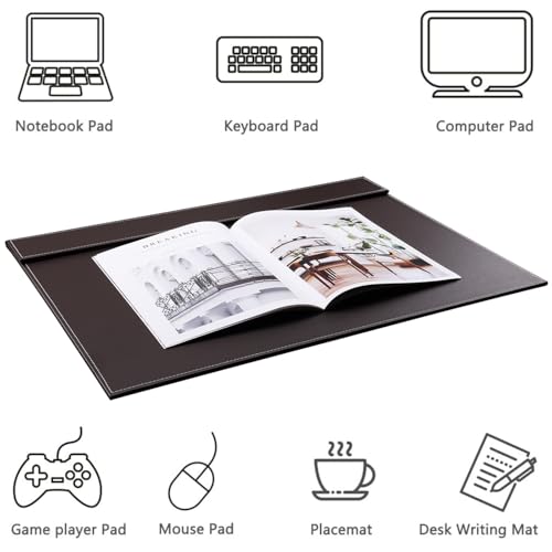KINGFOM Ultra-Smooth PU Leather Desk Pad & Mat Office Desk Drawing & Writing Board A3/ A4 File Paper Clip Table Protector Mat on Top Large 24''x18'' (Brown) - color: Brown-a006