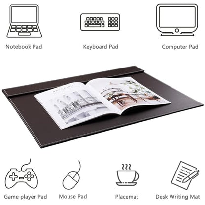 KINGFOM Ultra-Smooth PU Leather Desk Pad & Mat Office Desk Drawing & Writing Board A3/ A4 File Paper Clip Table Protector Mat on Top Large 24''x18'' (Brown) - color: Brown-a006