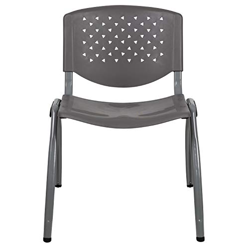 5 Pack Home and Office Gray Plastic Guest Stack Chair with Perforated Back - color: Grey