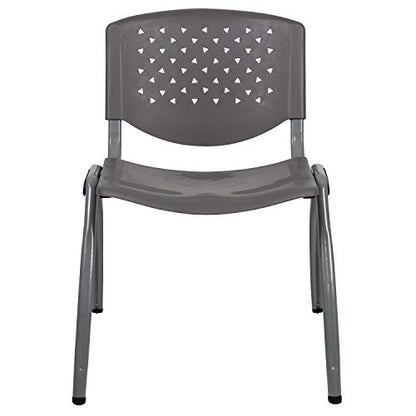 5 Pack Home and Office Gray Plastic Guest Stack Chair with Perforated Back - color: Grey