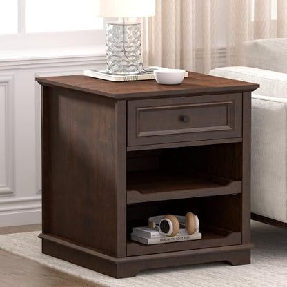 REDAYFUR Lateral File Cabinet 3 Drawer File Cabinet with Charging Station, Wood Lateral Filing Cabinet, Printer Stand with Open Adjustable Storage Shelves for Home Office, Cherry - color: Cherry