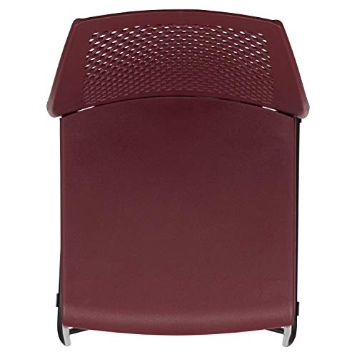 EMMA + OLIVER Home and Office Burgundy Sled Base Stack Chair with Air - color: Burgundy