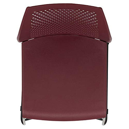 EMMA + OLIVER Home and Office Burgundy Sled Base Stack Chair with Air - color: Burgundy