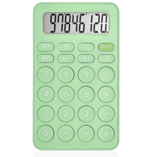 Cute Calculator, Basic Four Function Calculator for Teachers Students Basics Office, Small Handheld Calculators, 8 Digit with LCD Display, Sensitive Button, 5.5×3.2 inches Light Green