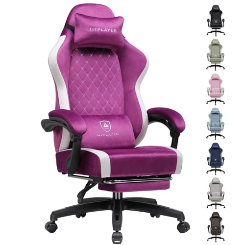 GTPLAYER Gaming Chair, Ergonomic Computer Chair with Footrest and Lumbar Support, High Back Recliner Chair 350lbs, Height Adjustable for Home Office, Purple - color: Purple