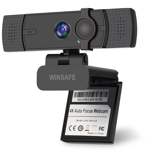 4K Webcam for PC, UHD Video Calling, PDAF AutoFocus, Dual Noise-Canceling Microphones, 70° FOV, 1080P@60FPS, Privacy Cover, USB Plug&Play, Works with Teams, Zoom, OBS, Skype