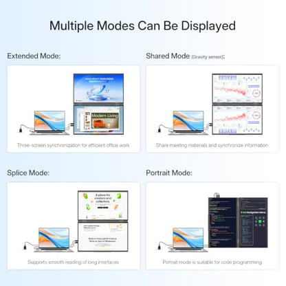 InnoView 18.5" 100Hz Dual Portable Monitor Built-in Speakers 115% sRGB 315°Adjustable Dual Stacked Folding Monitor (Wins/Mac) 1080P Laptop Screen Extender for Laptop(No Driver Needed) - size: 18.5 inches