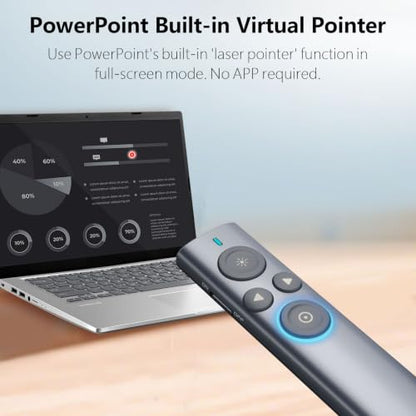 N95s Presentation Clicker for PowerPoint with Digital Laser Pointer | Magnifier/Highlight/Mouse Left Click, TV Screen&Projector Clicker, USB-C Rechargeable, 32GB Built-in Storage Receiver - color: Green - USB-A