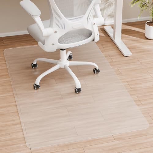 Office Chair Mat, 55" x 35" Crystal Clear Hard Floor Chair Mat, Transparent Floor Protector Mat for Hardwood Floor Flat Without Curling - color: Translucent, size: 35" x 55" Rectangular