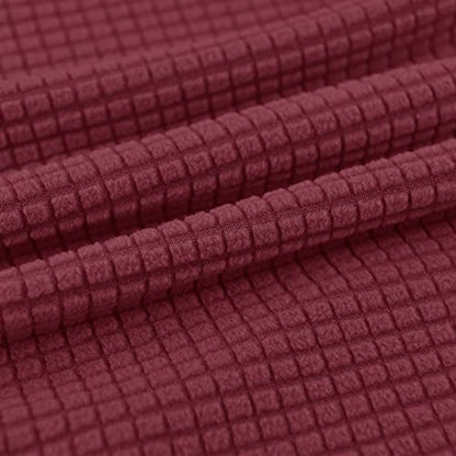 LiveGo Stretch Mid Century Modern Armchair Slipcover 1-Piece Jacquard Accent Chair Covers with Arms Soft Waterproof Chair Slipcovers for Living Room Furniture Protector Office (Wine Red a) - color: Wine Red a