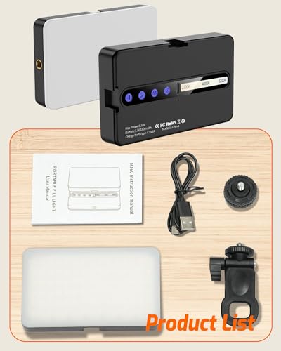 Portable Selfie Light for iPhone: 90 LED Rechargeable Phone Fill Lights, Ring Light for Camera Picture, Makeup Photo, Video Conferences, Laptop Use, Zoom Meetings, TikTok, Vlog Photography - color: Black