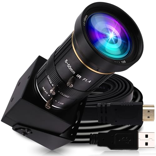 ELP 4K USB HDMI USB Camera Manual Zoom Webcam Variable Focus PC Camera Mini Close-up Camera for Computer H.264 Telescope USB Security Camera 8mp IMX415 Industrial CCTV Camera (5-50mm 10X Zoom Lens) - color: 5-50mm 10X zoom lens