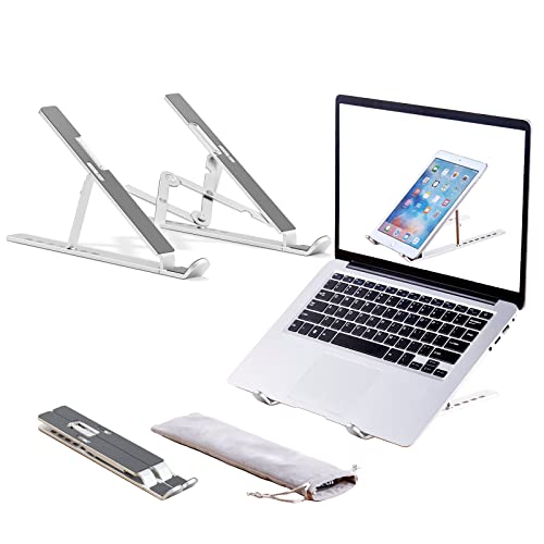Laptop Stand, Adjustable Aluminum Foldable Portable Holder, Upgrade Whole Anti-Slip Silicone Pad, Laptop Riser for Desk Compatible with MacBook Air Pro/iPad, Lenovo and More 10-15.6” Tablets