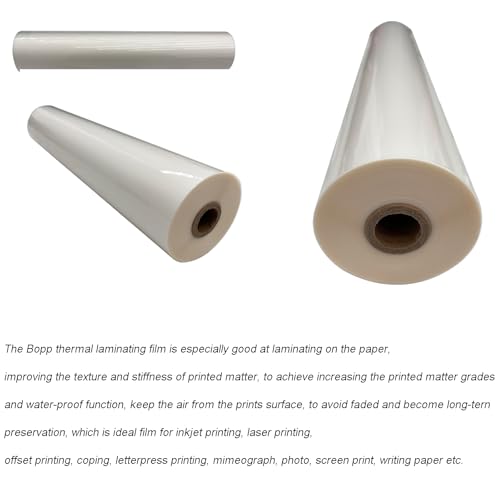 INTBUYING BOPP 656FT x 17.3IN Glossy Thermal Roll Laminating Film for A2 Laminating Machine Hot Roll Laminating Film Compatible Paper PVC PET Film Aluminum Sheet