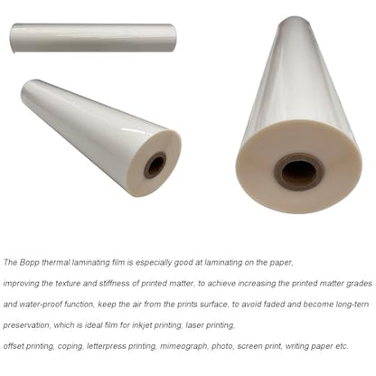 INTBUYING BOPP 656FT x 17.3IN Glossy Thermal Roll Laminating Film for A2 Laminating Machine Hot Roll Laminating Film Compatible Paper PVC PET Film Aluminum Sheet