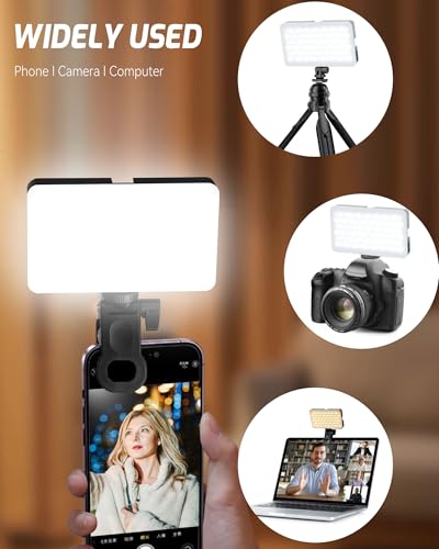 Portable Selfie Light for iPhone: 90 LED Rechargeable Phone Fill Lights, Ring Light for Camera Picture, Makeup Photo, Video Conferences, Laptop Use, Zoom Meetings, TikTok, Vlog Photography - color: Black