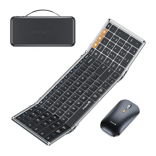 ProtoArc XKM01 Full-Size Foldable Keyboard Mouse Combo for Travel, Gray - color: Black Gray