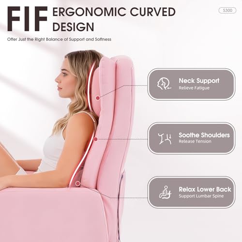 Cross Legged Office Chair with Foot Rest, Flip Armrest | Big and Tall, Criss Cross Gaming Chair, 155°Reclining Computer Chair, 360°Swivel Desk Chair for Home Office - color: Pink