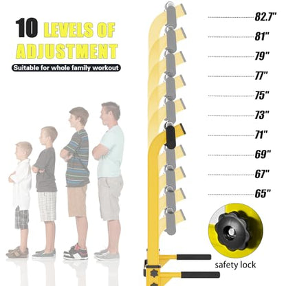 soges Power Tower Pull Up Bar Station, Free Standing Pull Up Rack Dip Station for Home Gym, Height Adjustable Home Strength Training Fitness Workout Equipment - color: Yellow