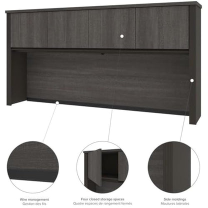 Atlin Designs 6 Piece U-Shaped Computer Desk with Hutch, Bark Gray and Slate Finish, Commercial Grade Particle Board, 66.8" H x 71.1" W x 92.6" D, Reversible Office Workstation with Storage