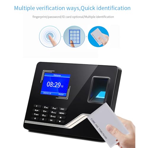LICAEVEY Fingerprint & PIN Biometric Time Clock, No WiFi Software Required, No Monthly Fees, for Employees Small Business (US Plug)