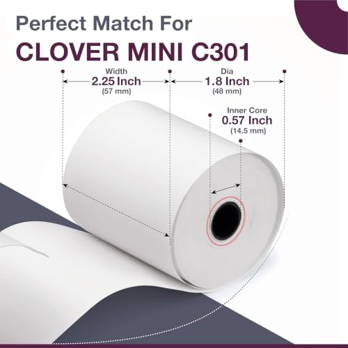 Thermal Paper Rolls for Clover Mini C200,C300,C301, C302,C305-10 Rolls - size: 10 Rolls, style: Clover Mini