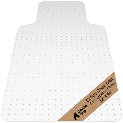 GORILLA GRIP Office Chair Mat for Carpet Floors, Heavy Duty 32x48 Clear Lip - size: 32"x48", style: Carpet Floor with Lip