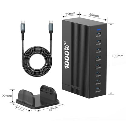 1000W 8-Port GaN5 Desktop Charging Station, High-Power USB Charging Hub with 5X 140W and 3X 100W PD Ports, Fast Charger for Laptops, Tablets, and Smartphones - size: 1000WGaN5