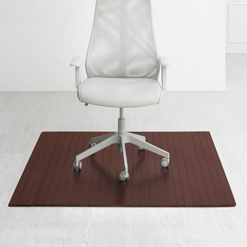 Anji Mountain 60" x 48" Bamboo Office Chair Mat for Carpet & Hardwood Floor - color: Dark Cherry, size: 60" x 48", style: Without Lip