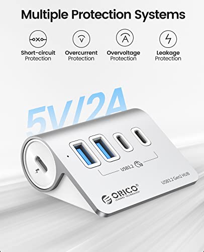 ORICO 4-Port Desktop USB 3.2 Hub, 10Gbps Aluminium USB Splitter for Laptop - size: 50cm, style: M3CU2